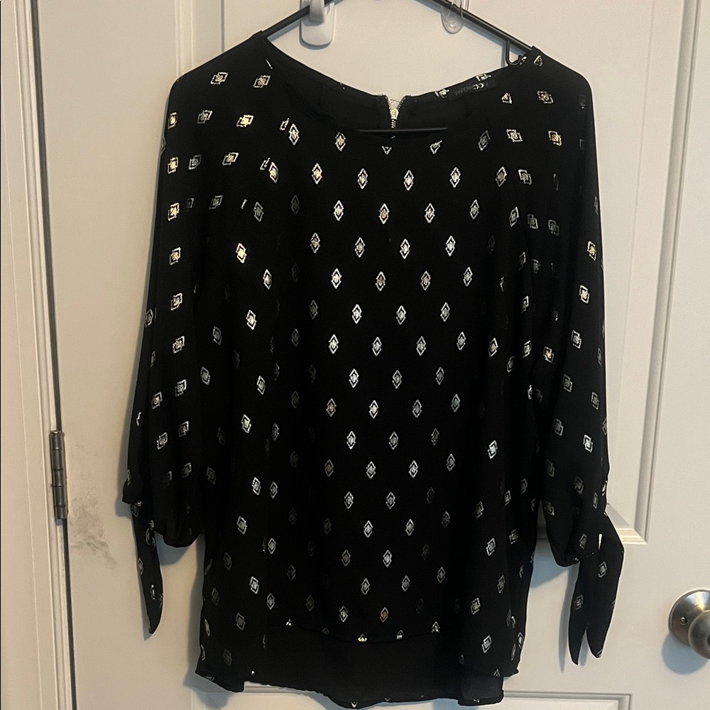 Papermoon Black Blouse with Silver Accents